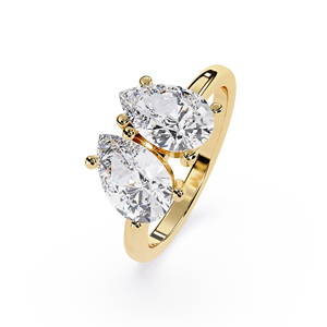 Bagues Toi et Moi Minimalistes Modernes en Or Massif 18K avec Diamant de Laboratoire Taille Poire 2.0 CT Certifié IGI – Bague de Fiançailles et Bijoux de Mariage - Product Image 2