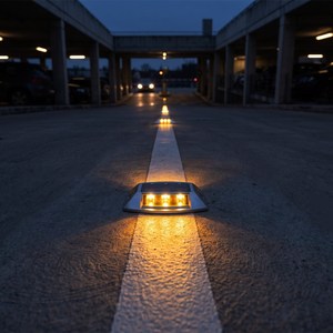 Lot de 10 marques routières solaires jaunes avec 3+3 LED, réflecteur blanc en aluminium, plastique et ABS PC - Product Image 3