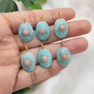 Colgante de Piedra Doble de Amazonita Natural, Colgante Ovalado Único para Joyería Artesanal al por Mayor - Product Image 6