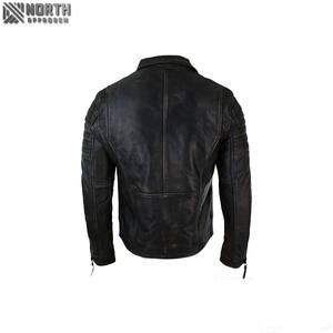 Chaqueta de piel de vaca para motocicleta Logotipo y diseño personalizados Cuero de alta calidad y precios al por mayor para hombres Chaqueta de Bombardero - Product Image 3