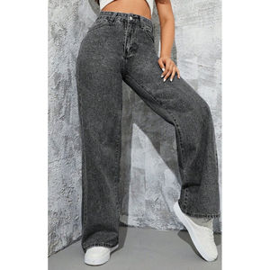 Jeans de Mezclilla Holgados de Cintura Media y Pierna Recta para Mujer, Estilo Europeo Americano, Transpirables, Casuales de Verano, Diseño Ligero con Empalmes Laterales, Talla 26 - Product Image 6