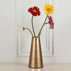 Hammered pattern brass <b>vintage</b> flower <b>vase</b> sleek appearance enhances the sophistication of floral displays - Product Image 1