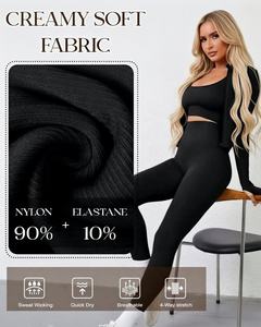 Conjunto de Yoga de 3 Piezas para Mujer, Personalizado, de Alta Calidad, Ligero, Leggings Deportivos para Mujer, Ropa Deportiva - Product Image 5