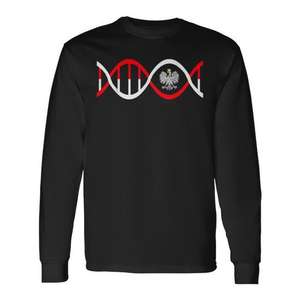 <b>Polish</b> DNA Strand Long Sleeve T-<b>Shirt</b> Poland Roots Design Black - Product Image 1