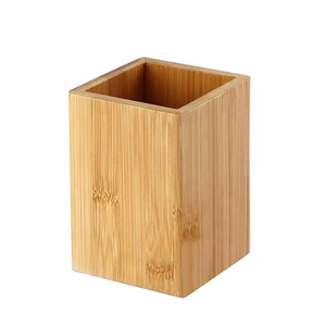 SHOWBOX SHOW-5 Porte-stylos moderne en bambou carré, lot de 2, durable, écologique, logo personnalisé, organisateur de bureau, cadeau pour le bureau - Product Image 5