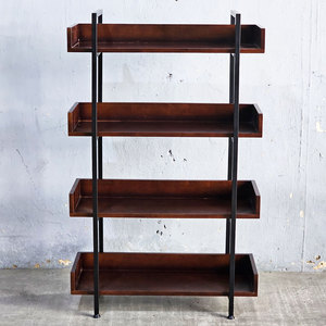 4-tier Wood & Iron Frame Decorative Shelf 80x32x128cm KS68070 Living Room Use Standalone - Product Image 4