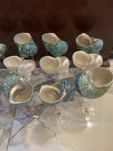 Artisan Vietnam Mother of Pearl Shell Cups Premium Natural Drinkware para interiores costeros - Product Image 6