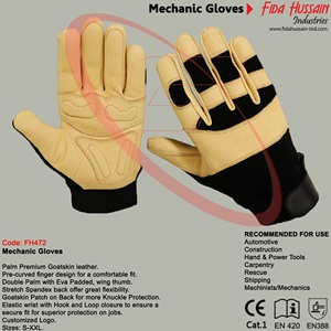 Guantes mecánicos resistentes en piel de cabra Guantes de seguridad al por mayor para trabajo mecánico Guantes de cuero de Pakistán - Product Image 6