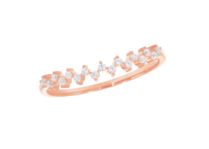 Elegante 0.12Ct Moissanite Zig Zag Apilable Pave Setting Punk Style Band en 14K Rose Gold Anillos unisex - Product Image 2