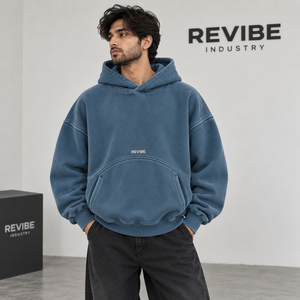 Sweat-shirt à capuche oversize pour homme en molleton de coton biologique avec poche arquée, écologique, respirant, coupe décontractée, décontracté - Product Image 1