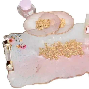 Plateau de service en résine époxy personnalisable avec sous-verres pour la maison, le restaurant, l'hôtel, utilisation décorative pour les cadeaux et les événements - Product Image 4
