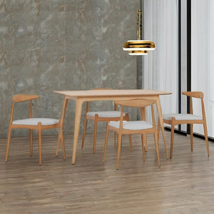 Juego de mesa de comedor con marcos de madera maciza y asientos de silla tapizados Una solución elegante y cómoda para muebles modernos - Product Image 2
