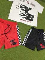 Ensemble de shorts pour hommes 100% coton, effet délavé, haute qualité, respirant, jogging, imprimé tendance, décontracté, logo personnalisé, design personnalisé