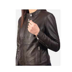 Genuine Sheep/Cow Leather Men's Eco-Friendly Formal Winter <b>Jacket</b> with Zipper Closure-Khaki - Product Image 5