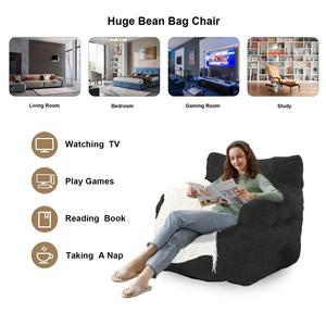 Poltrona Moderna Imbottita per Soggiorno - Grande Pouf in Tessuto, Divano Singolo Morbido e Comodo - Product Image 6