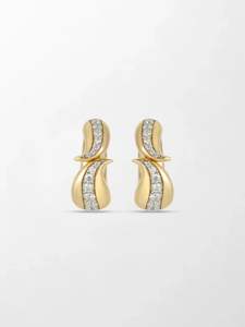 Boucles d'oreilles Vivid Round Diamond Radiant Line Flick 0,79 Ct G-H VS Diamant de laboratoire en or jaune 18 carats Style Radiant Line Statement - Product Image 1