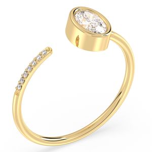 Anillos de Moissanita de Corte Ovalado de 0.4 Quilates en Oro Amarillo de 14 Quilates de Diseño Original REYES, Regalo de Aniversario de Boda para Mujer, Joyería Fina para Ella - Product Image 2