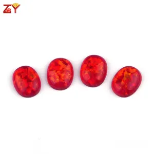 Factory Price Jewelry OP515 Oval Shape Cabochon Created Jelly Red Opal