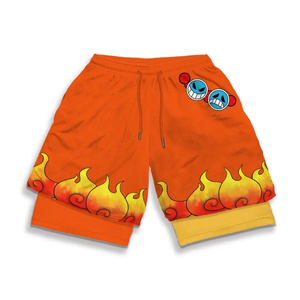Shorts de sport deux pièces à double couche avec imprimé de personnages d'anime One Piece, séchage rapide, confortable et léger pour l'été - Product Image 3