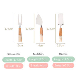 Ensemble de couteaux à fromage Sheeraz International avec manche en bois et marbre, couteau à fromage en acier inoxydable, fourchette, ustensiles de cuisine - Product Image 2