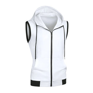 2024 <b>Men's</b> <b>Sleeveless</b> Gym <b>Hoodies</b> Cotton Breathable Bodybuilding Muscle Print Plain Dyed for Winter Workouts - Product Image 5