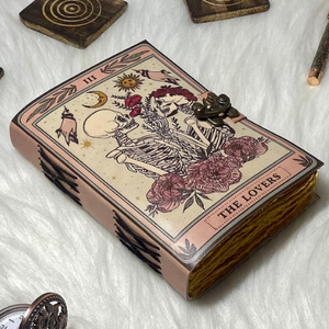 Cubierta de libro Vintage hecha a mano diario Deckle Edge papel cuero genuino esqueleto impreso C-Lock cierre clásico Animal Grimoire - Product Image 3