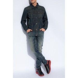 Chaqueta vaquera de calle para hombre, diseño OEM, pantalones vaqueros desteñidos al sol desgastados con bordado de diamantes de imitación, chaqueta de moda para hombre - Product Image 3