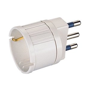 Adaptateur de prise électrique 1 prise 2P+T (10A italien et 16A allemand) Blanc PP0432R Autres connecteurs - Product Image 1