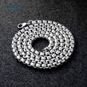 Venta caliente 925 Plata 14K Chapado en oro 5mm Caja redonda ChainNecklace para hombres Estilo de moda - Product Image 4