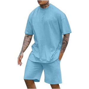 Ensemble deux pièces été T-shirt et short pour homme, décontracté, léger, haut et short - Product Image 1