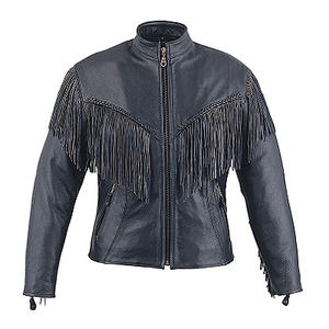 HMB-0317C femmes hiver Vintage Rose perles coupe-vent veste en cuir franges fermeture à glissière solide motif coton rempli - Product Image 5