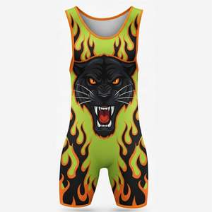 ชุดมวยปล้ำผู้ชายไซส์ใหญ่แบบกลับด้านได้ ระบายอากาศดี ผลิตจากผ้าสแปนเด็กซ์/โพลีเอสเตอร์ รับสกรีนโลโก้ตามสั่ง แบบไม่มีสายรัด ติดกระดุม - Product Image 5