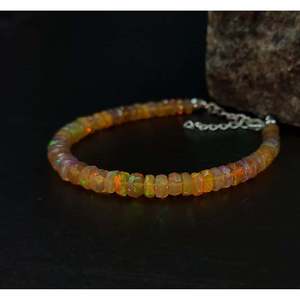 Ethiopian Fire Opal 925 Sterling <b>Silver</b> <b>Bracelet</b> Gold Plated Number Pattern with Pearl Beads for Party or Gift - Product Image 3