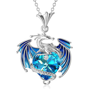 สร้อยคอจี้โลหะผสมคุณภาพเยี่ยม ประดับมังกรมีปีกและอัญมณีรูปหัวใจ สำหรับงานปาร์ตี้ - Product Image 6