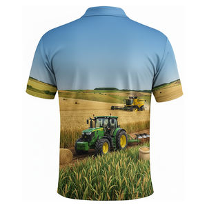 Chemises pour hommes en polyester 100% pour l'agriculture, impression intégrale, boutons, style sportif, séchage rapide, respirant, vente en gros - Product Image 2