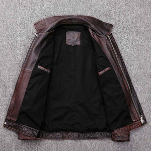 Nouvelle veste en cuir de vache véritable vieilli et délavé de qualité supérieure pour homme, style vintage, avec logo sur le devant - Product Image 2