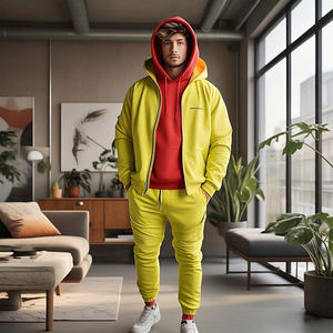 Ropa deportiva para hombre de peso medio 400 GSM, ropa para correr, conjunto de chándal de invierno, Sudadera con capucha y pantalones de chándal, equipo deportivo de lana de talla grande - Product Image 4