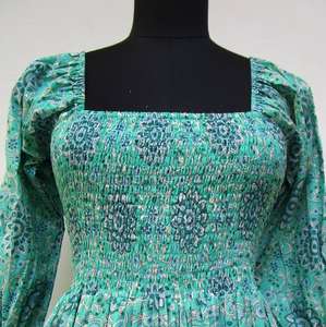 Novedad de 2023, vestido largo acampanado con estampado de flores Ditsy de algodón, ropa India informal para mujer, tallas gratis y 6XL disponibles - Product Image 5