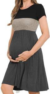 Robe Chemise Respirante Dernière Tendance 2026, Robe de Maternité Colorblock Imprimée pour Allaitement, Vente en Gros OEM - Product Image 3