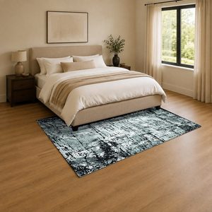 Tapis de salon en chenille gris argenté, design minimaliste, imprimé numériquement, lavable en machine, antidérapant, vente en gros RUGS DEPOT LXDP-0042 - Product Image 3