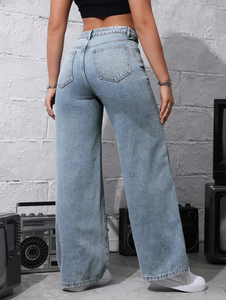 Pantalones vaqueros de cintura alta para mamá, pantalones vaqueros para mujer, pantalones vaqueros informales para mujer, pantalones harén para entrenamiento - Product Image 2