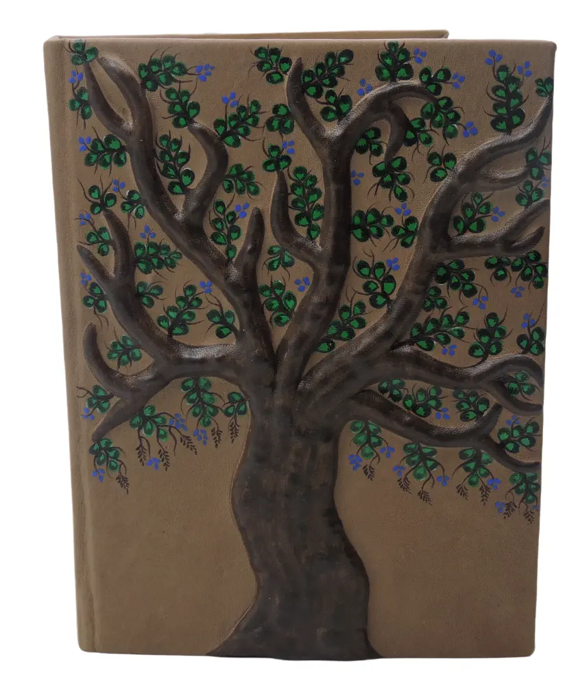 Customised Beautiful Handmade Genuine Leather Diary Hand Crafted Tree Leather Notebook for Artist Sketchbook