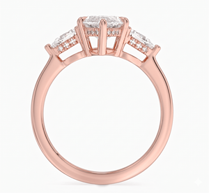 Bague de fiançailles à trois pierres en diamant, diamants de taille marquise et poire pour femme, diamants de laboratoire - Product Image 4