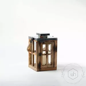 Linterna de madera de calidad superior con mango de metal plateado Decoraciones para el hogar y centros de mesa de boda Candelabros - Product Image 2