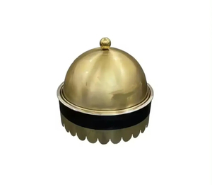 Olla de Metal de color dorado de lujo para servir, cazuela redonda hecha a mano, diseño perfecto para bodas y servicio de comida de mesa de Hotel - Product Image 1