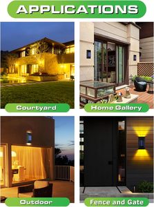 HYBEC-luce solare da esterno a LED da parete 1W, lampada solare automatica autoadesiva per parete, giardino o balcone - Product Image 5