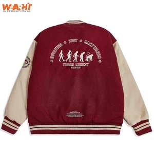 Chaqueta clásica con logotipo personalizado bordada en marrón para hombre, chaqueta universitaria de béisbol para parejas, chaqueta universitaria verde Letterman - Product Image 3