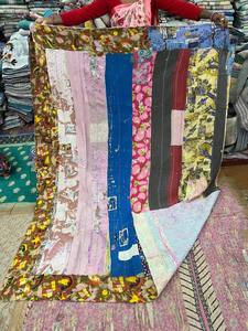 Colcha Reversible de Algodón Kantha con Parches, Acolchada a Mano, 300 Hilos, Estilo Vintage Boho, Cubrecama Ligero - Product Image 2