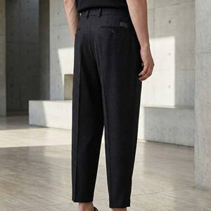 High Quality 100% Cotton Black Men's Luxury Streetwear Tapered Crop Fit Drawstring Closure Breathable <b>Waterproof</b> <b>Trousers</b> - Product Image 2