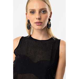 เสื้อยืดผ้าทูลล์แขนกุดประดับด้วยหินวิบวับ - Product Image 3